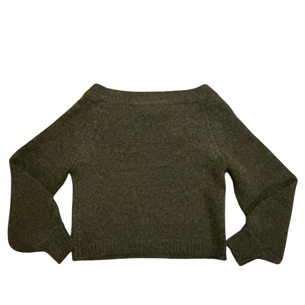 NEW JASON WU Wool Blend Green V Neck Balloon Sleeve Sweater Large - Picture 3 of 12
